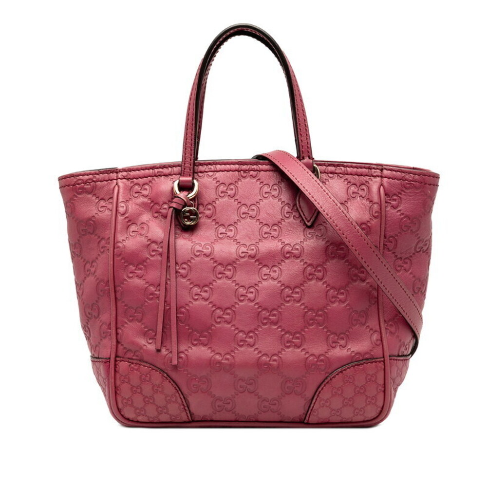 Gucci Guccissima Bree Handbag Shoulder Bag Pink Leather